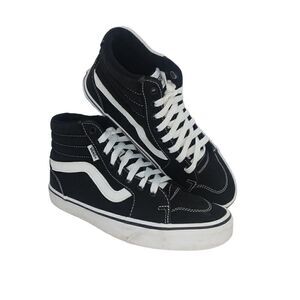 VANS SK8 Womens Pre-owned HiTop Black Suede w/White Accent Sneakers - sz. 8